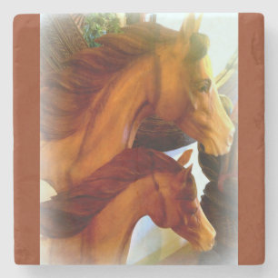 mare and pony marble stone coaster