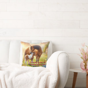 Mare & Foal Inspirational Throw Pillow