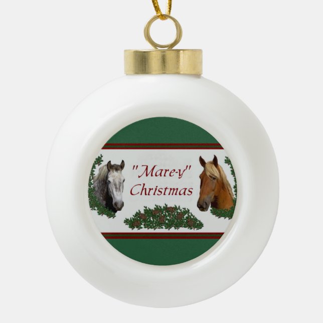 Mare-y Christmas Ceramic Ball Christmas Ornament (Front)