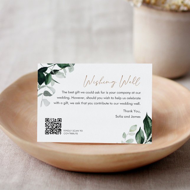 MAREE Greenery Wedding Wishing Well Honeymoon Fund Enclosure Card (Creator Uploaded)