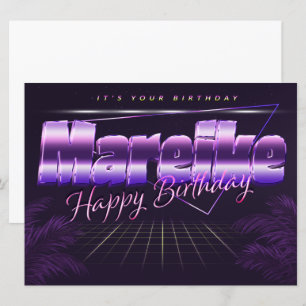 Mareike Name Vorname lila retro Karte Geburtstag Card