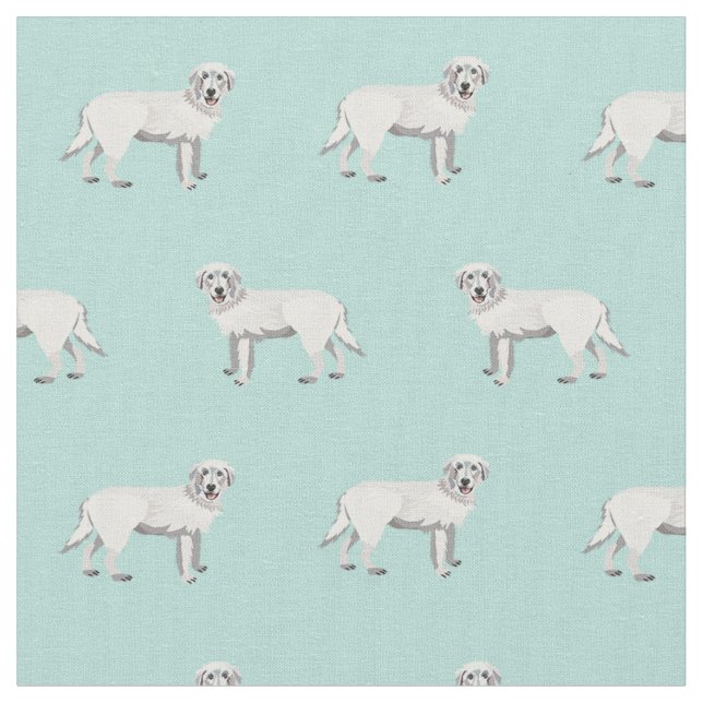 maremma sheepdog dogs mint fabric (Close Up)