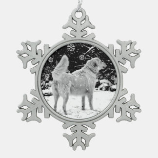 Maremma snow snowflake pewter christmas ornament