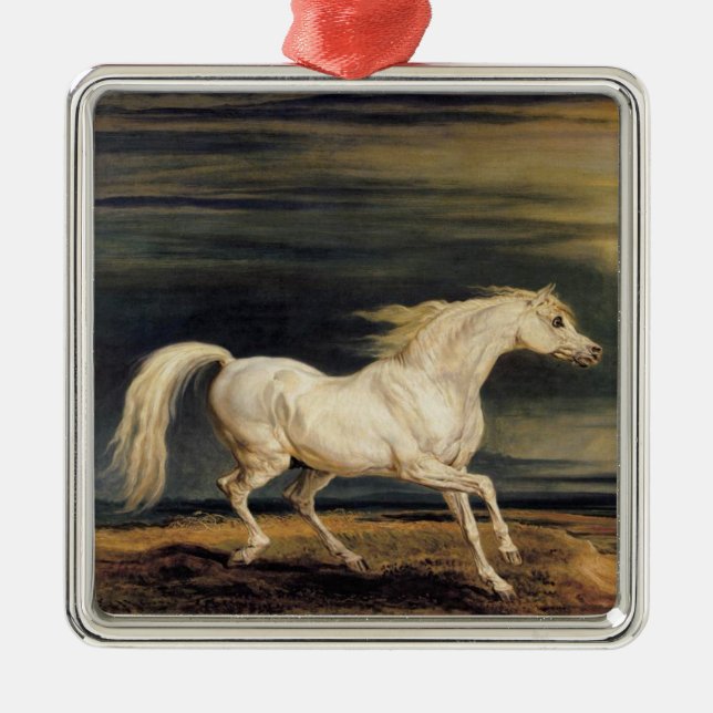 Marengo the White Horse (by James Ward) Metal Ornament (Front)