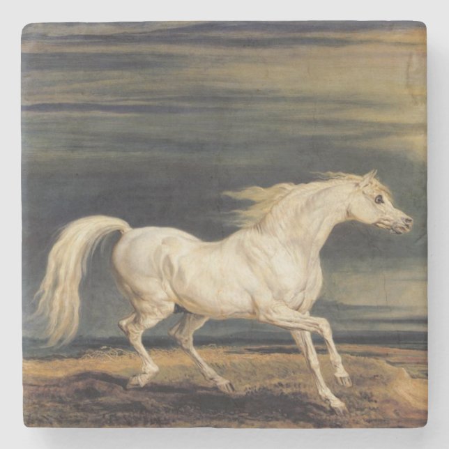 Marengo the White Horse (by James Ward) Stone Coaster (Front)