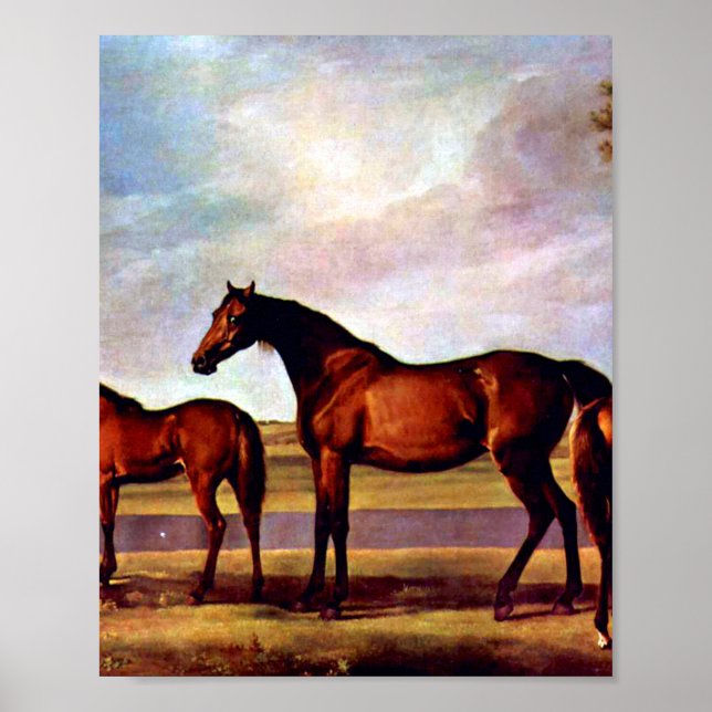 Mares and foals by George Stubbs  Poster (Front)
