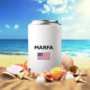 Marfa Texas USA American Flag Light-Colour Can Cooler