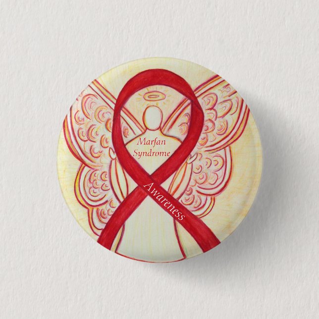 Marfan Syndrome Angel Awareness Ribbon Custom Pins (Front)