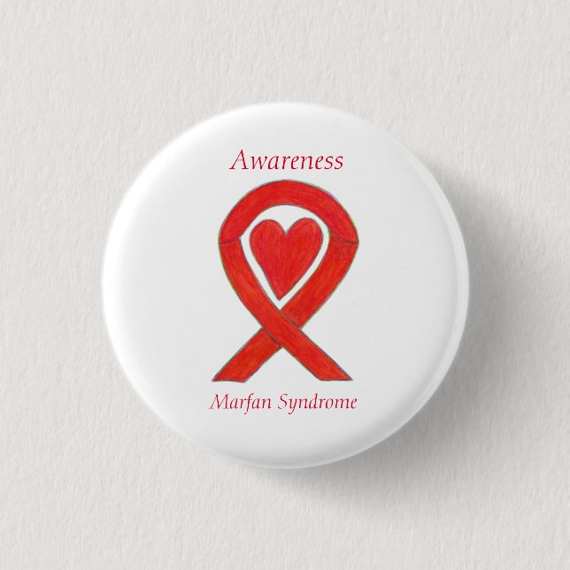 Marfan Syndrome Awareness Heart Ribbon Custom Pins (Front)