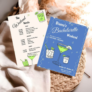 Marg & Matrimony Bachelorette Weekend Itinerary Invitation