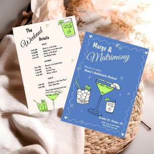 Marg & Matrimony Bachelorette Weekend Itinerary Invitation