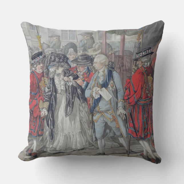 Margaret Nicholson Attempting to Assassinate His M Cushion (Front)