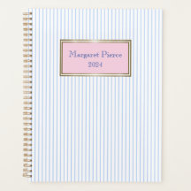 Margaret Pinstripe Planner with Pink