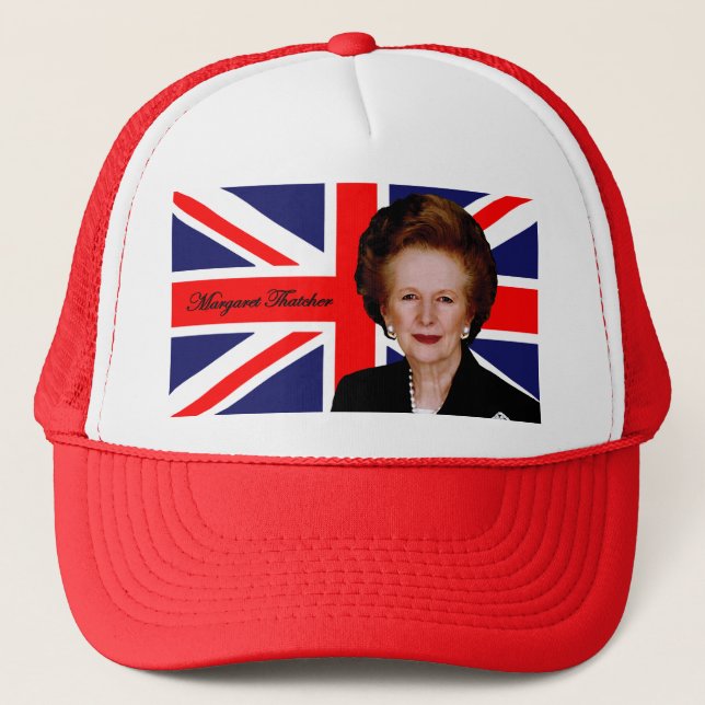 Margaret Thatcher - British Flag Trucker Hat (Front)