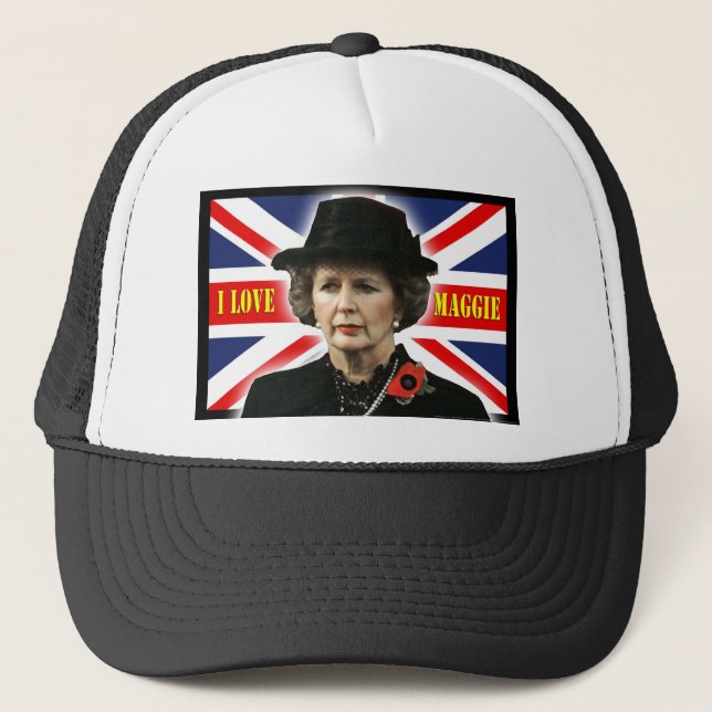 Margaret Thatcher I Love Maggie Trucker Hat (Front)