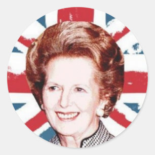 MARGARET THATCHER UNION JACK CLASSIC ROUND STICKER