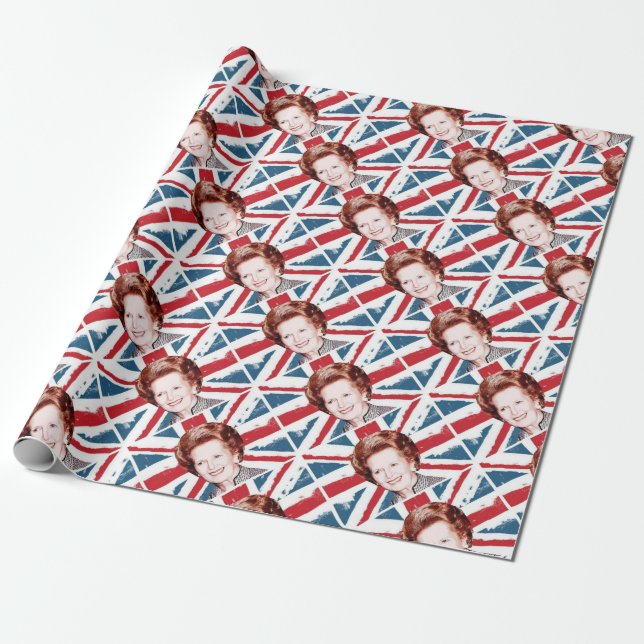 MARGARET THATCHER UNION JACK WRAPPING PAPER (Unrolled)