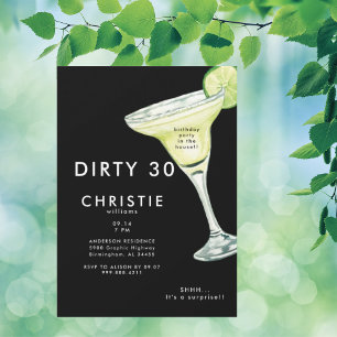 Margarita 30th Surprise Black Birthday Party Invitation