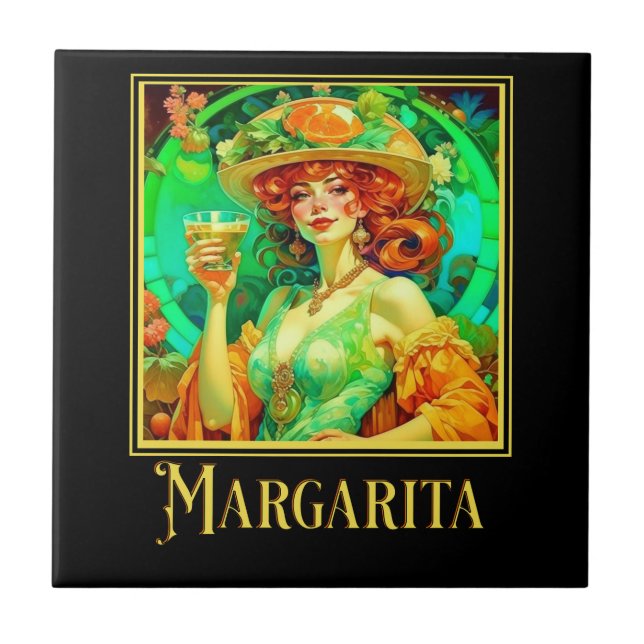 Margarita Art Nouveau Ceramic Tile (Front)