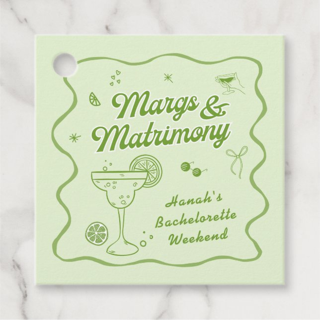Margarita Bachelorette Party Favour Tags (Front)