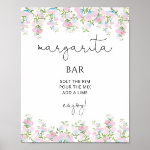 Margarita Bar Blush Pink Floral Bridal Shower Poster