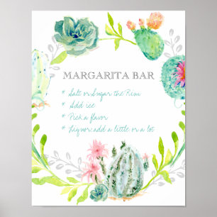Margarita Bar Sign Bridal Shower Desert Cactus