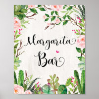 Margarita Bar Sign Fiesta Cactus Shower Drink Sign