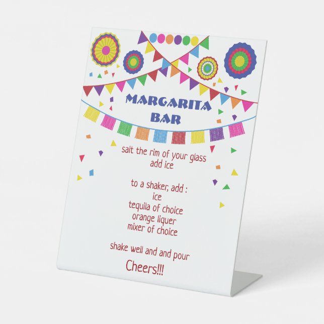 Margarita Bar Tabletop Sign – Fiesta Drink Station (Front)