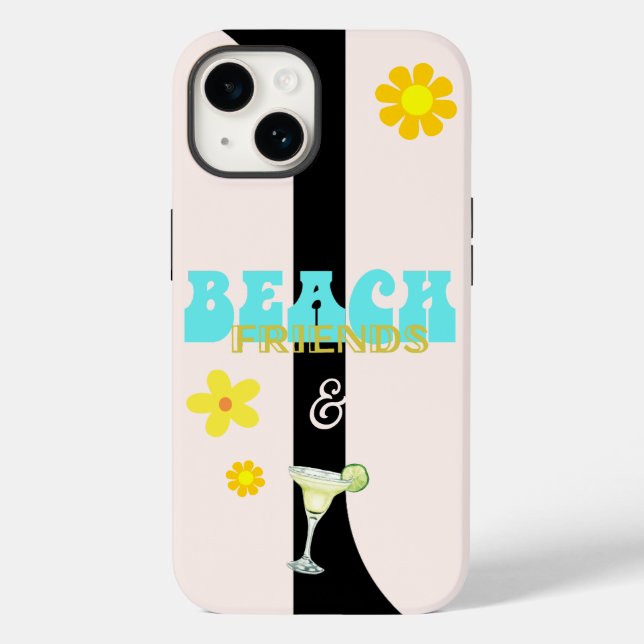 Margarita Beach Friends Retro Floral Case-Mate iPhone Case (Back)