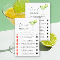 Margarita bridal shower He said she said game