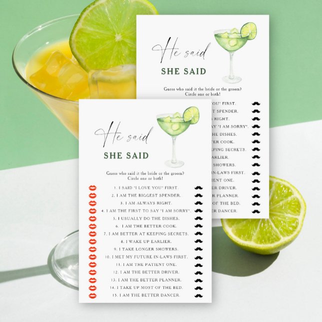Margarita bridal shower He said she said game (Creator Uploaded)
