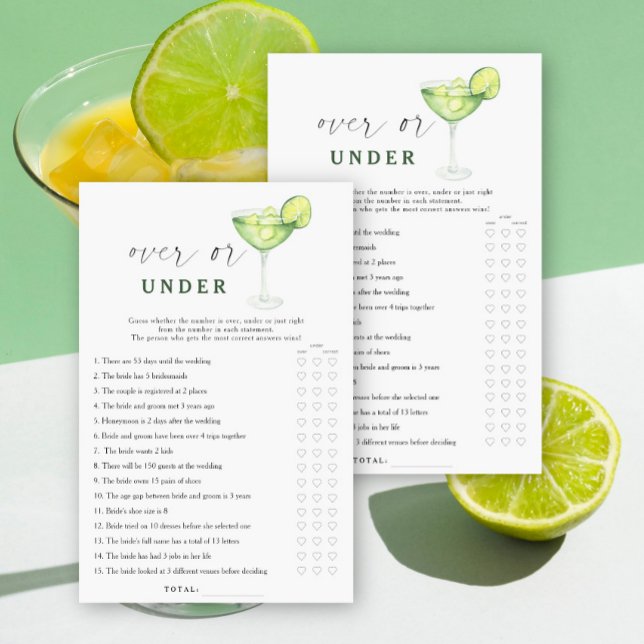 Margarita bridal shower Over or under game (Creator Uploaded)