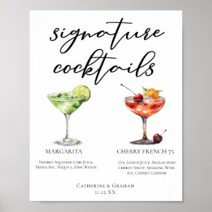 Margarita Cherry French 75 Wedding Cocktails Menu Poster