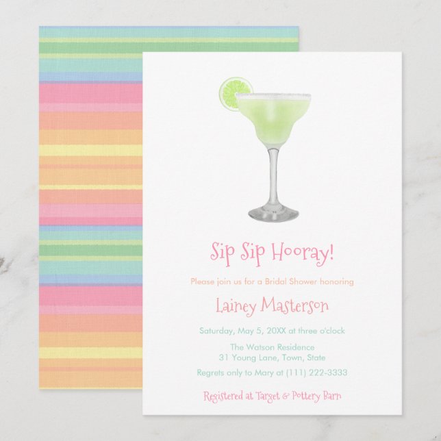 Margarita Cinco De Mayo Bridal Shower Party Invitation (Front/Back)