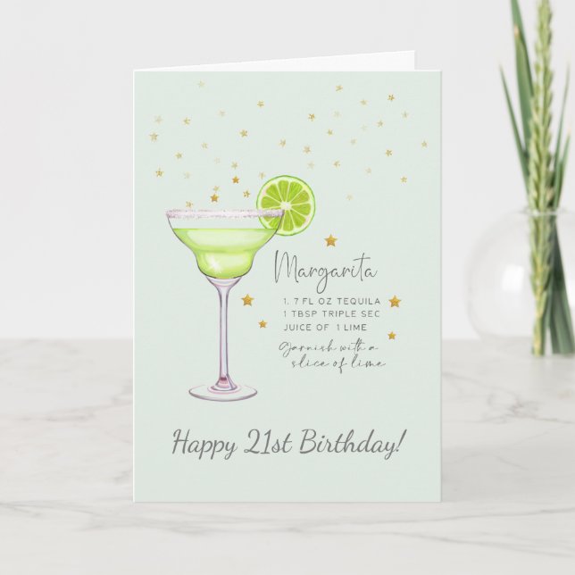 Margarita Cocktail 21st Happy Birthday Card (Front)