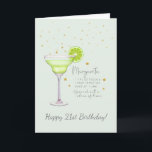 Margarita Cocktail 21st Happy Birthday Card<br><div class="desc">This Margarita cocktail greeting card is the perfect way to say happy 21st birthday! Features a cocktail recipe in ounces on the front and millilitres on the back. You can personalise this design by clicking on "Personalise this template" or if you wish to change the font, colours or arrange the...</div>