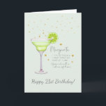 Margarita Cocktail 21st Happy Birthday Card<br><div class="desc">This Margarita cocktail greeting card is the perfect way to say happy 21st birthday! Features a cocktail recipe in ounces on the front and millilitres on the back. You can personalise this design by clicking on "Personalise this template" or if you wish to change the font, colours or arrange the...</div>