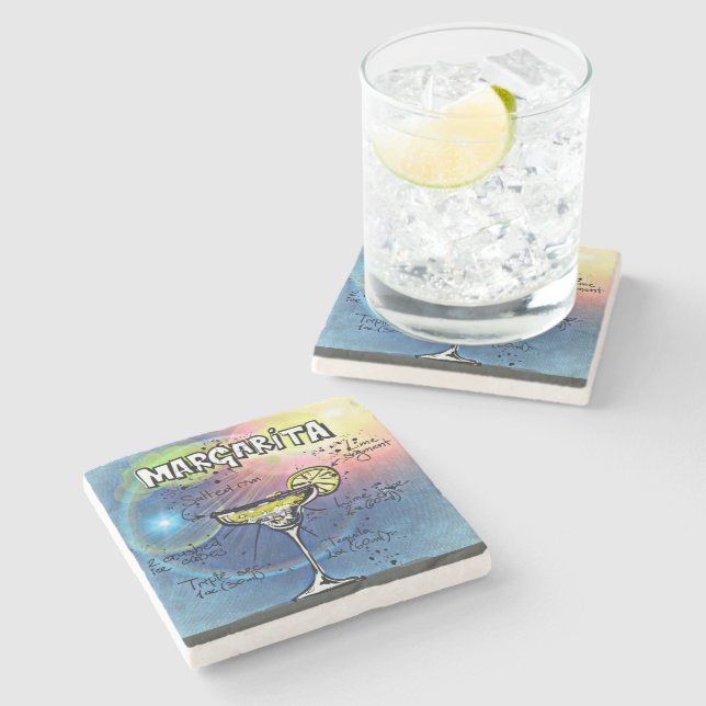 Margarita Cocktail (#9 of 12 Drink Recipe Sets)    Stone Coaster (Side)