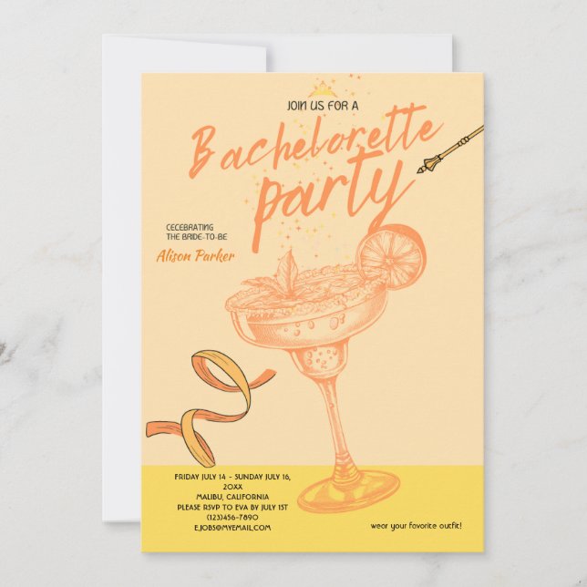 Margarita Cocktail Bachelorette Party Invitation (Front)
