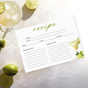 Margarita Cocktail Bridal Shower Recipe Card