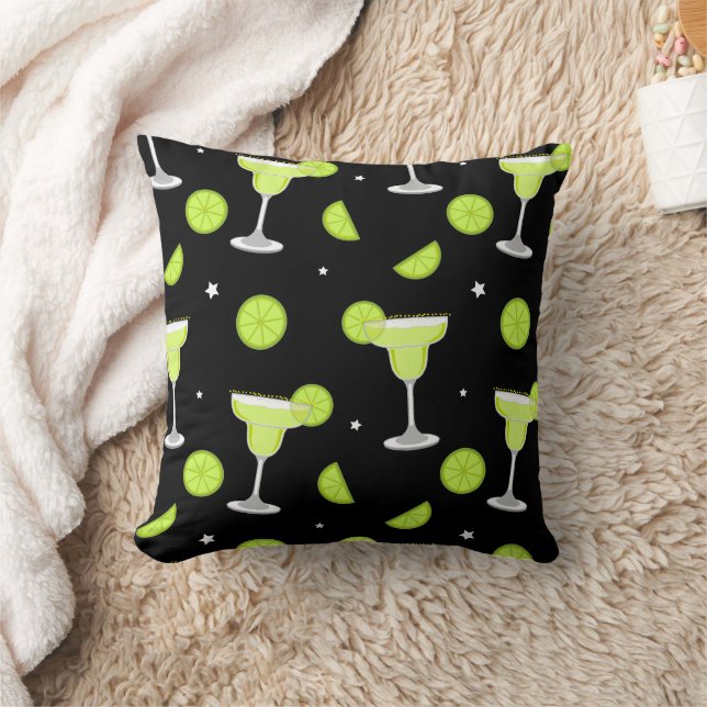 Margarita Cocktail Green Black Cushion (Blanket)
