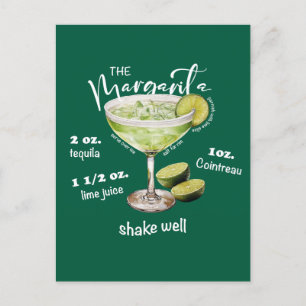 Margarita Cocktail Recipe Bar Art Postcard
