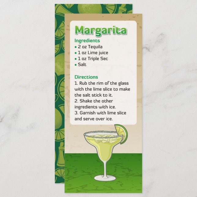 Margarita Cocktail Recipe Invitation (Front/Back)