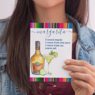 Margarita Cocktail Recipe Watercolor Postcard