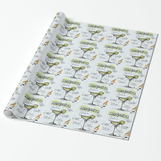 Margarita Cocktail Recipe Wrapping Paper (Unrolled)