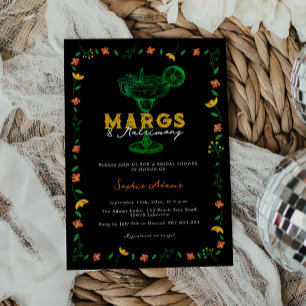 Margarita Coctail Margs & Matrimony Bridal Shower Invitation