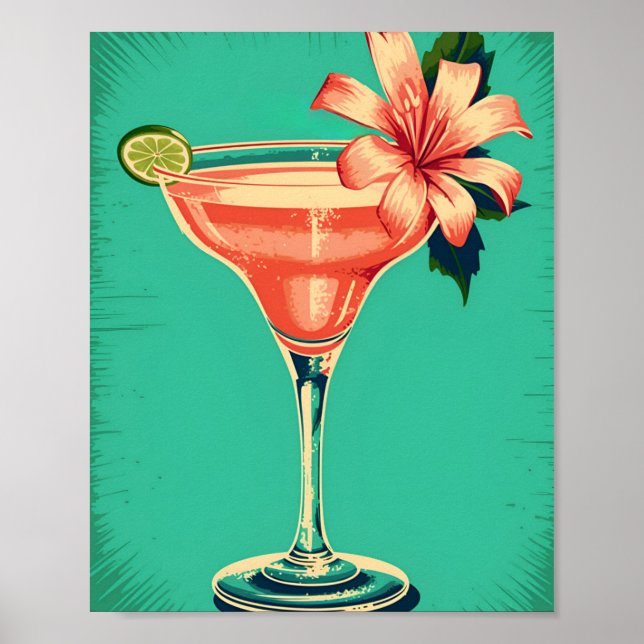 Margarita coctail, retro, soft postel colour. poster (Front)
