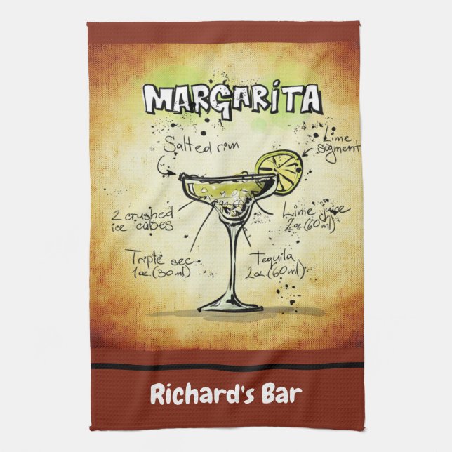 Margarita Custom Bar Gold Personalised Tea Towel (Vertical)