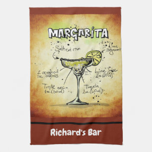 Margarita Custom Bar Gold Personalized Tea Towel