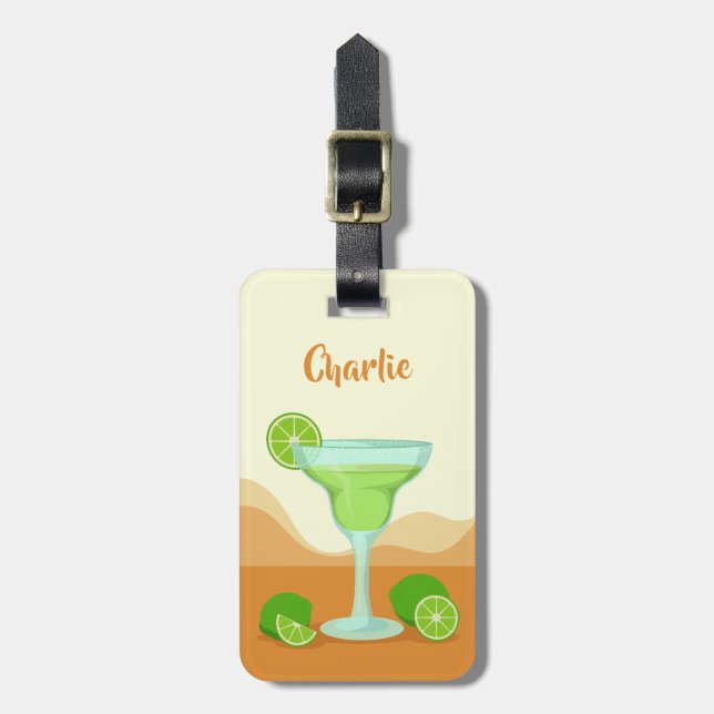 Margarita custom text luggage tag (Front Vertical)